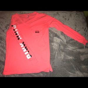 PINK Long Sleeve V Neck